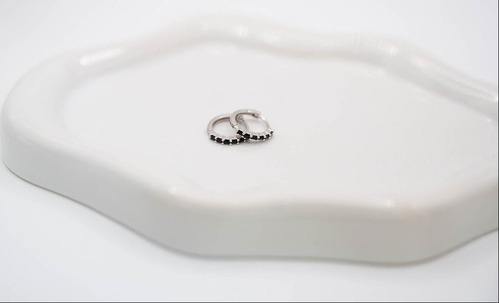 Black CZ Huggie