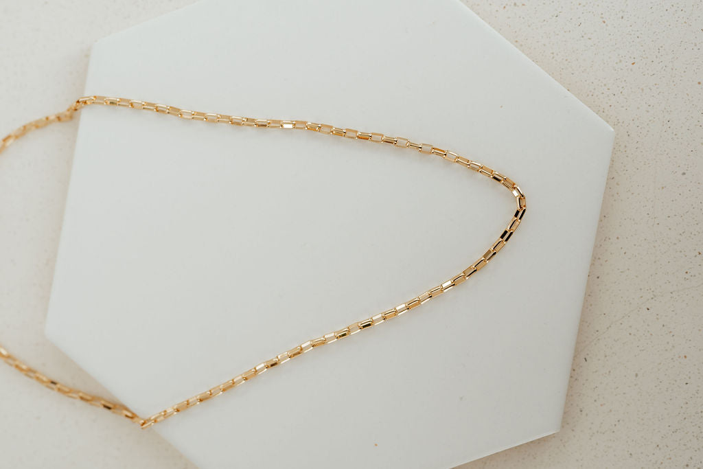 14K Gold Filled Rectangle Chain Necklace
