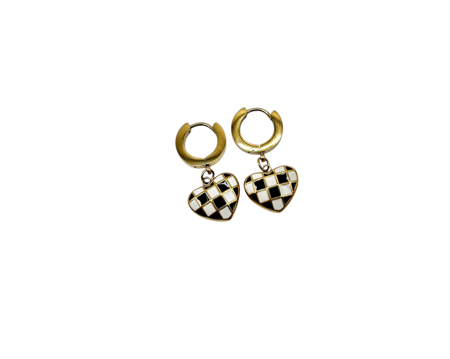 Checkered Heart Dangle (Gold)